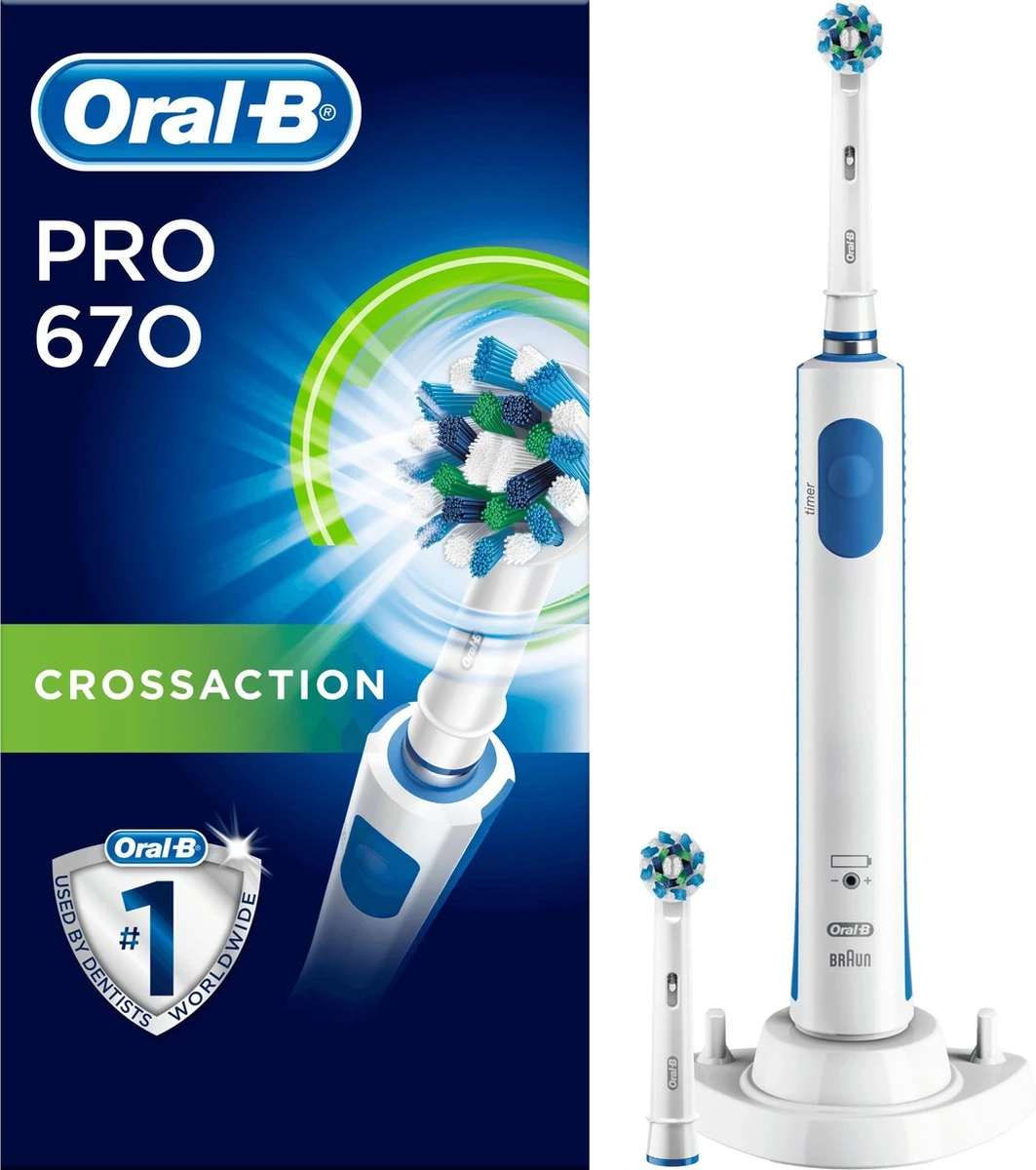 Oral B Oral-B PRO 670 CrossAction - Elektrische Tandenborstel - Met 2 Opzetborstels 7 Oral B Oral-B PRO 670 CrossAction - Elektrische Tandenborstel - Met 2 Opzetborstels - Afbeelding 7