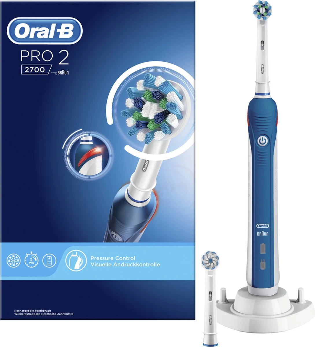 Oral B Oral-B Pro 2 2700 CrossAction - Elektrische Tandenborstel - Blauw, Wit 11 Oral B Oral-B Pro 2 2700 CrossAction - Elektrische Tandenborstel - Blauw, Wit - Afbeelding 11