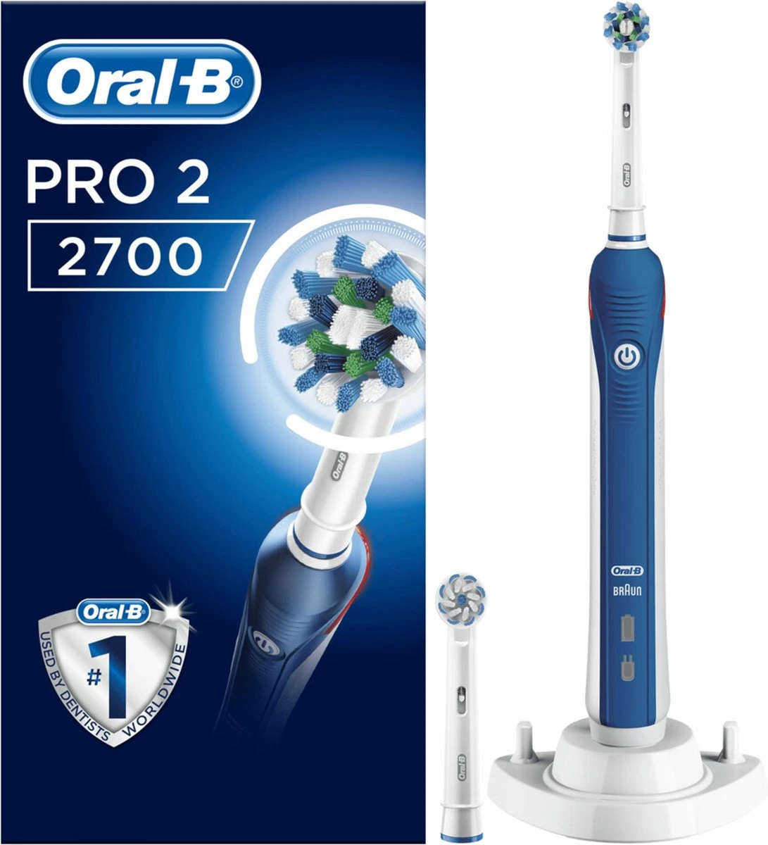Oral B Oral-B Pro 2 2700 CrossAction - Elektrische Tandenborstel - Blauw, Wit 1 Oral B Oral-B Pro 2 2700 CrossAction - Elektrische Tandenborstel - Blauw, Wit