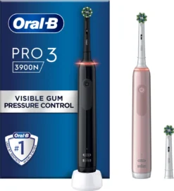 Oral B Pro 3 3900 Duo - Zwart En Roze Elektrische Tandenborstel - Met Extra Opzetborstel