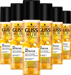 Gliss Kur Oil Nutritive Anti-Klit Spray 6x 200 Ml - Grootverpakking