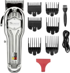 Scheerapparaat Mannen – Tondeuse Mannen - Inclusief Displayscherm En 3 Uur Lange Batterij – Trimmer – USB Kabel En 6 Kammen – Grijs