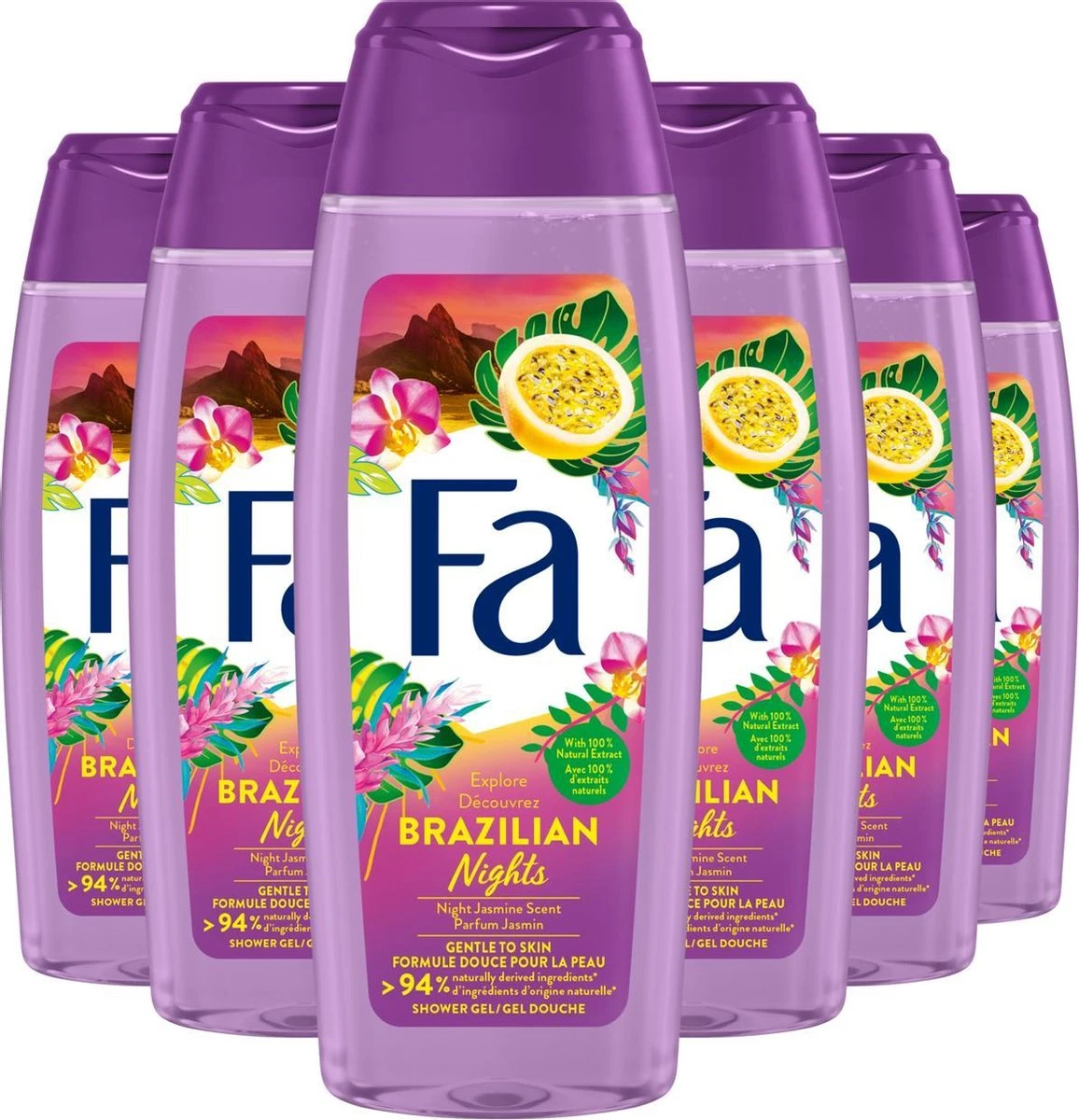 Fa Brazilian Nights Douchegel 6x 250ml - Grootverpakking 1 Fa Brazilian Nights Douchegel 6x 250ml - Grootverpakking