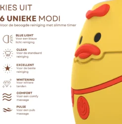 Alternative view of Merkloos Elektrische Sonische Tandenborstel Voor Kinderen Tussen 2 T/m 6 Jaar Met Timer - Elektrische Kindertandenborstel - 360º Graden - 6 Poetsmodus - IPX7 Waterbestendig - Geel