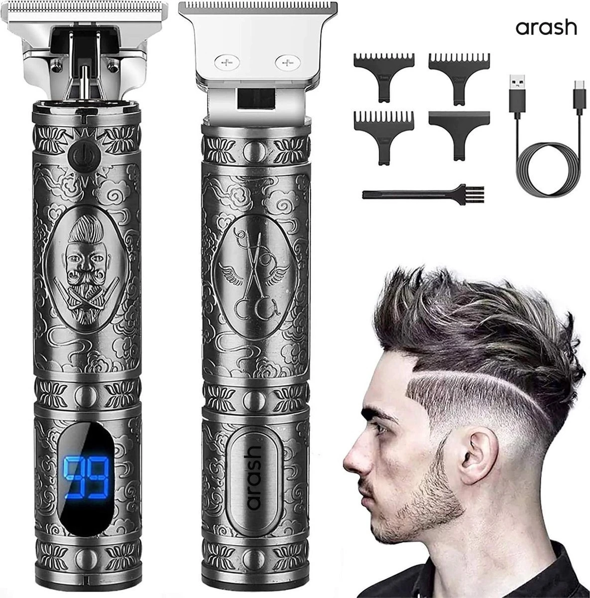 Arash® Tondeuse Mannen - 2023 Nieuwste Model - Draadloze Haartrimmer - Geschikt Voor Hoofdhaar/Baardhaar - Trimmer Draadloos - Scheerapparaat - Grijs - Inclusief Oplaadblok En 4 Opzetstukjes 2 Arash® Tondeuse Mannen - 2023 Nieuwste Model - Draadloze Haartrimmer - Geschikt Voor Hoofdhaar/Baardhaar - Trimmer Draadloos - Scheerapparaat - Grijs - Inclusief Oplaadblok En 4 Opzetstukjes - Afbeelding 2