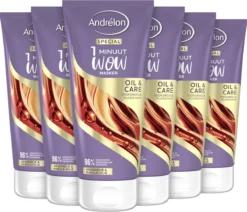 Andrélon Oil & Care Haarmasker – 1 Minuut WOW Masker - 6 X 180 Ml – Voordeelverpakking