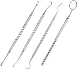 Alternative view of Compleet Tandarts Setje –4 Stuks Tandsteenhaakje – Tandartshaakje - Mondspiegel – Tandarts Gereedschap – Mondverzorging – Stainless Steel