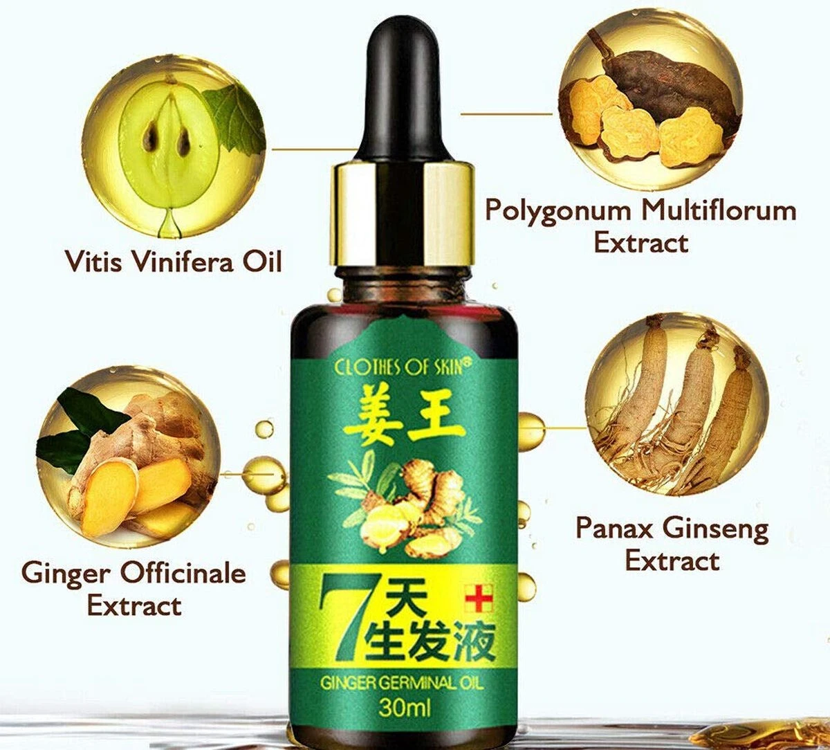 Gember Haargroei Serum - Germinal Essentiële Haargroei Olie Effectief In 7 Dagen - Haarverzorging Voor Mannen En Vrouwen, 30 Ml 3 Gember Haargroei Serum - Germinal Essentiële Haargroei Olie Effectief In 7 Dagen - Haarverzorging Voor Mannen En Vrouwen, 30 Ml - Afbeelding 3