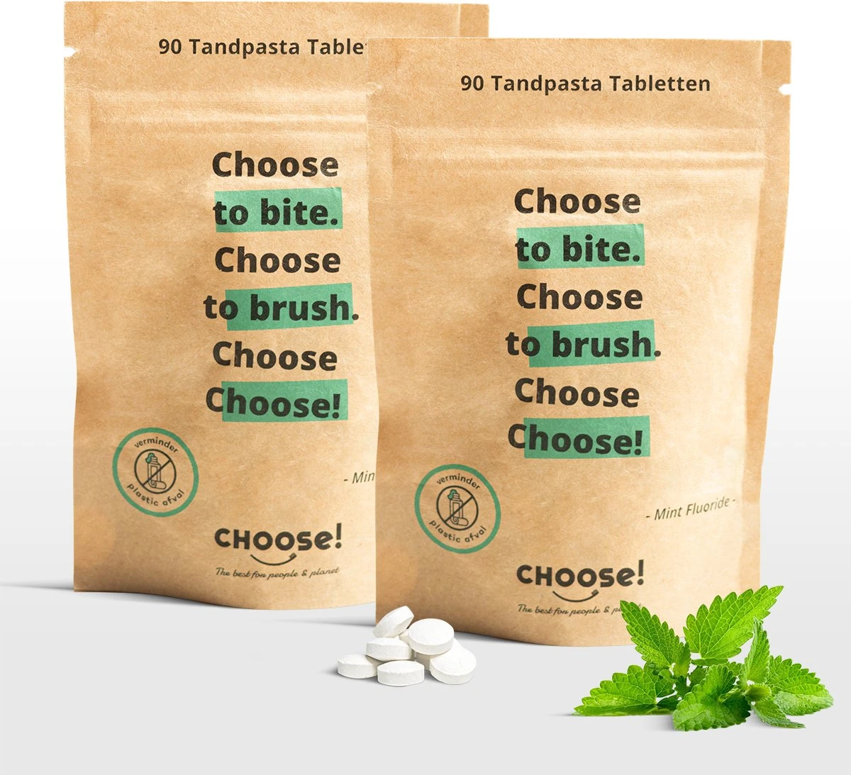 CHOOSE Tandpasta Tabletten - 12 Weken Voorraad - Duurzaam - Aanbevolen Door Tandartsen - Zero Waste - Vegan - Fluoride - Ecologisch Verantwoord 7 CHOOSE Tandpasta Tabletten - 12 Weken Voorraad - Duurzaam - Aanbevolen Door Tandartsen - Zero Waste - Vegan - Fluoride - Ecologisch Verantwoord - Afbeelding 7