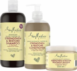 Shea Moisture Jamaican Black Castor Oil Geschenkset - Shampoo Conditioner & Haarmasker - Strenghten & Restore - Set Of 3