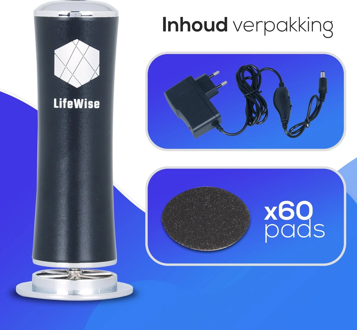 LifeWise Elektrische Eelt Verwijderaar - Voetvijl - 60 Vervangbare Schuurpads - Netstroom Adapter 11 LifeWise Elektrische Eelt Verwijderaar - Voetvijl - 60 Vervangbare Schuurpads - Netstroom Adapter - Afbeelding 11
