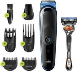 Braun MGK5245 7-in-1 Trimmer Baardtrimmer Voor Mannen - Gezichts- En Haartrimmer - Zwart/Blauw