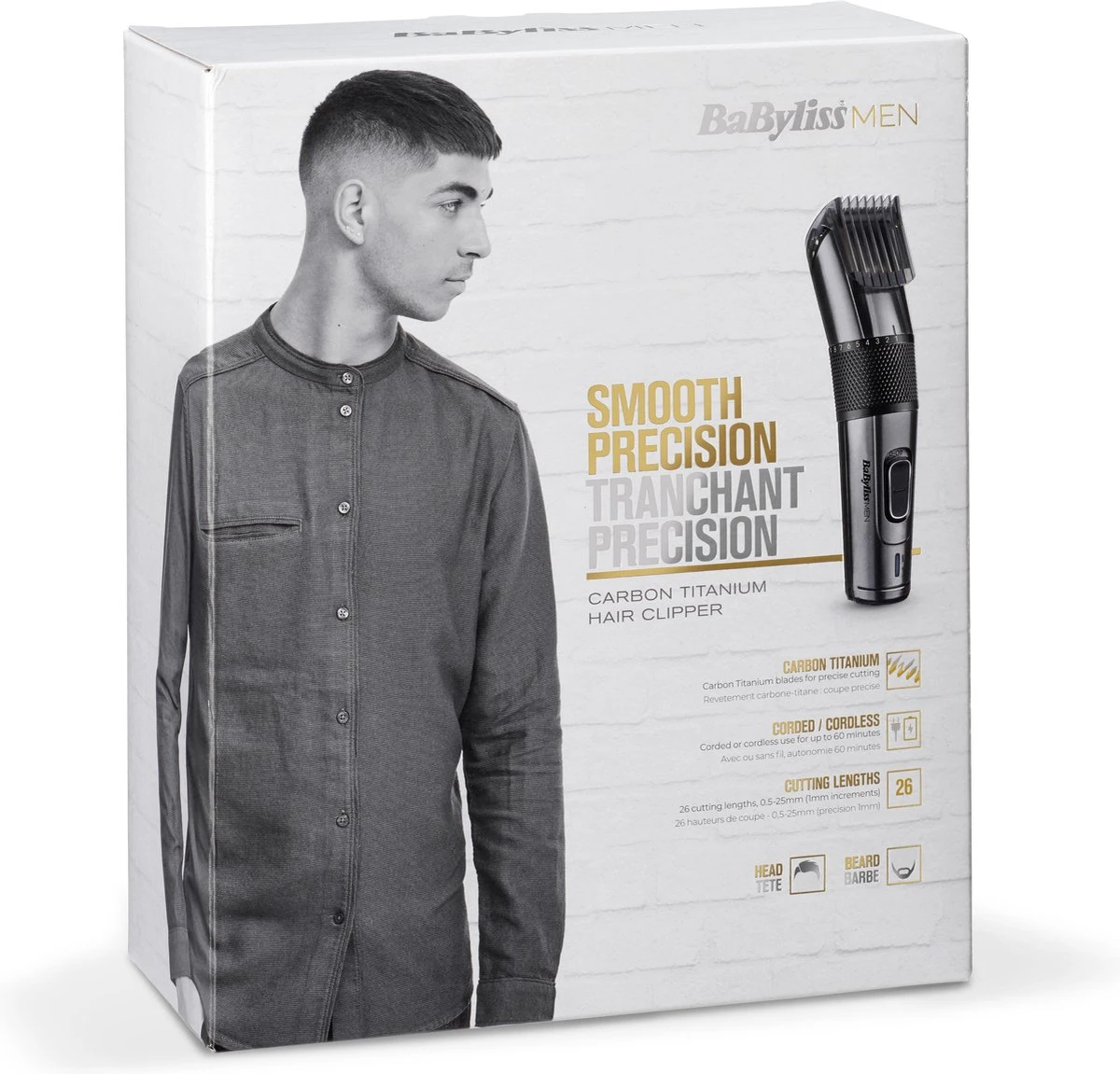 BaBylissMEN Carbon Titanium Tondeuse E978E - 26 Lengtes - Carbon Titanium Messen 9 BaBylissMEN Carbon Titanium Tondeuse E978E - 26 Lengtes - Carbon Titanium Messen - Afbeelding 9