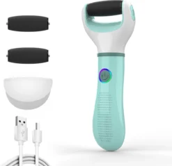 Vastu Eeltverwijderaar - Elektrische Oplaadbare Voetvijl Inclusief Opvangdoekje & Opbergzakje - Callus Remover - Inclusief Extra Opzetvijlen