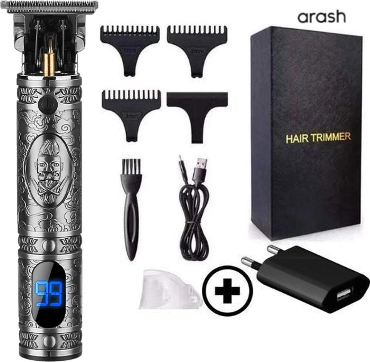 Arash® Tondeuse Mannen - 2023 Nieuwste Model - Draadloze Haartrimmer - Geschikt Voor Hoofdhaar/Baardhaar - Trimmer Draadloos - Scheerapparaat - Grijs - Inclusief Oplaadblok En 4 Opzetstukjes 1 Arash® Tondeuse Mannen - 2023 Nieuwste Model - Draadloze Haartrimmer - Geschikt Voor Hoofdhaar/Baardhaar - Trimmer Draadloos - Scheerapparaat - Grijs - Inclusief Oplaadblok En 4 Opzetstukjes