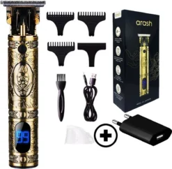 Arash® Tondeuse Mannen - 2023 Nieuwste Model - Draadloze Haartrimmer - Geschikt Voor Hoofdhaar/Baardhaar - Trimmer Draadloos - Scheerapparaat - Goud - Inclusief Oplaadblok En 4 Opzetstukjes