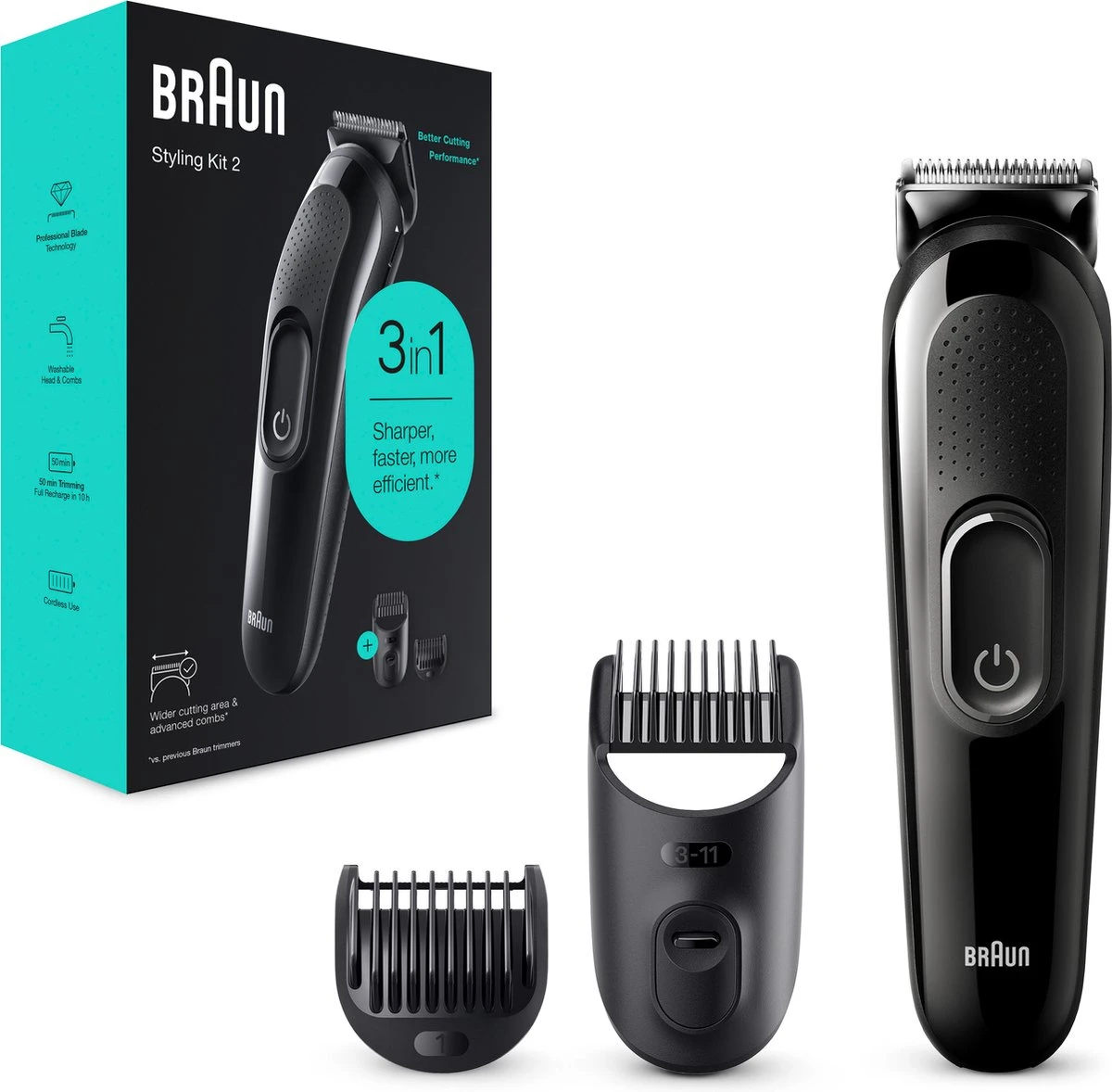 Braun Multigroomer 3 SK2300, 3-in-1 Baardtrimmer Voor Mannen, Haartrimmer, Voor Gezicht, Haar 2 Braun Multigroomer 3 SK2300, 3-in-1 Baardtrimmer Voor Mannen, Haartrimmer, Voor Gezicht, Haar - Afbeelding 2