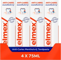 Elmex Anti Cariës Mentholvrij Tandpasta 4 X 75ml - Voordeelverpakking