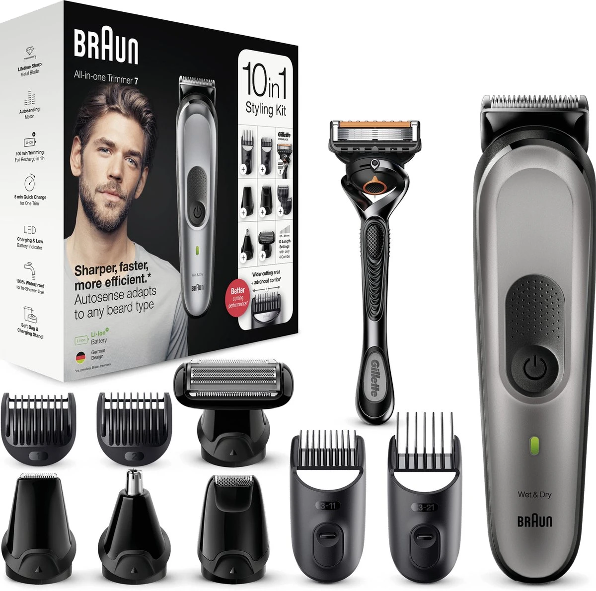 Braun Multigroomer 7 MGK7320 - 10in1 Trimmer Voor Mannen - Baard + Haar 1 Braun Multigroomer 7 MGK7320 - 10in1 Trimmer Voor Mannen - Baard + Haar