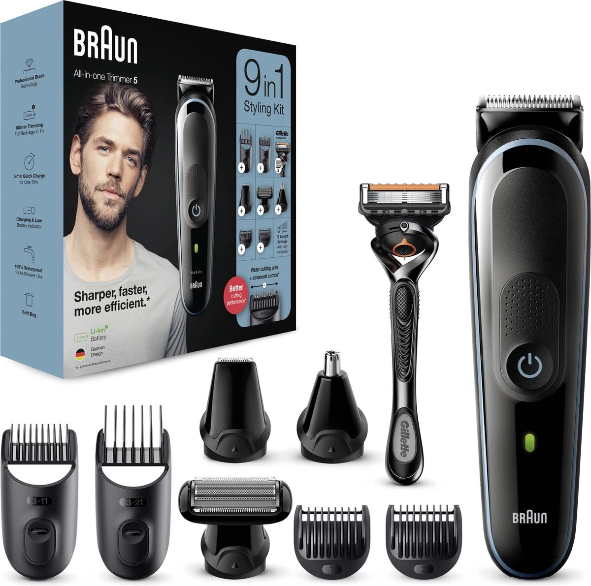 Braun Multigroomer 5 MGK5380 - 9in1 Trimmer Voor Mannen - Baard + Haar 1 Braun Multigroomer 5 MGK5380 - 9in1 Trimmer Voor Mannen - Baard + Haar