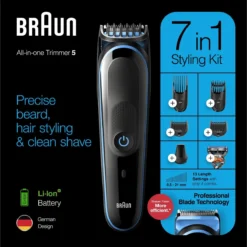Braun MGK5245 7-in-1 Trimmer Baardtrimmer Voor Mannen - Gezichts- En Haartrimmer - Zwart/Blauw -Oral B Shop 1200x1198 130
