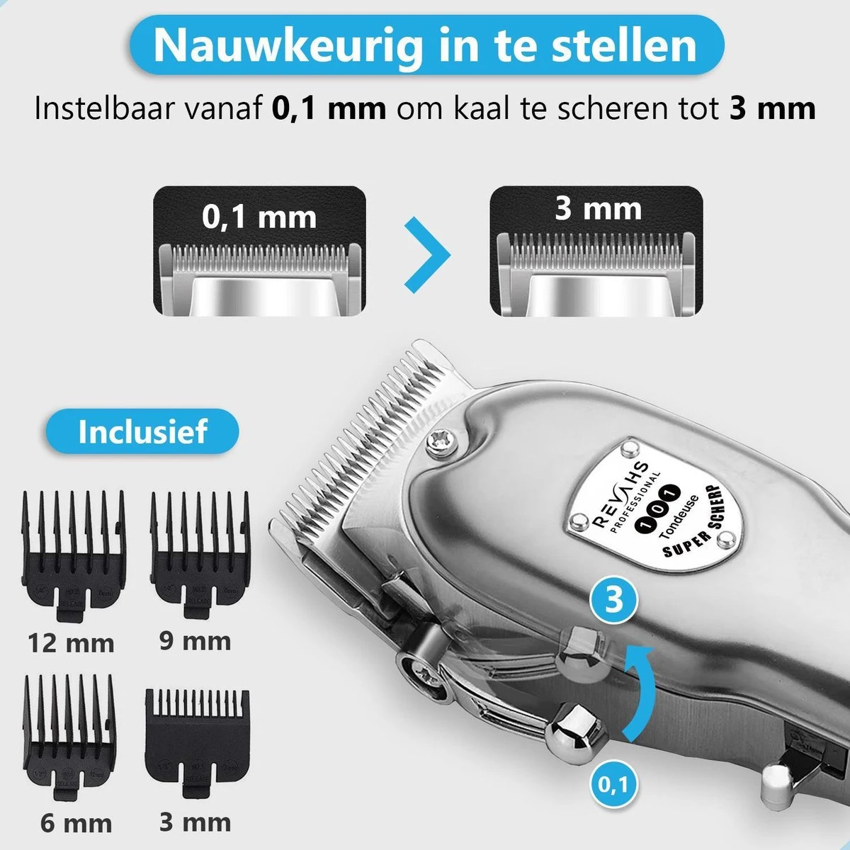 Revahs Professionele Draadloze Tondeuse En Baardtrimmer - Hoofdhaar - Baarden En Snorren - Hair Clipper En Haartrimmer - Tondeuse Cheveux - Tondeuse Haar 7 Revahs Professionele Draadloze Tondeuse En Baardtrimmer - Hoofdhaar - Baarden En Snorren - Hair Clipper En Haartrimmer - Tondeuse Cheveux - Tondeuse Haar - Afbeelding 7