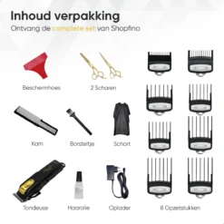 Alternative view of SHOPFINO Professionele Tondeuse Mannen Hoofdhaar - Haartrimmer Draadloos - Trimmer Baard - Hair Clipper - 8 Opzetstukken