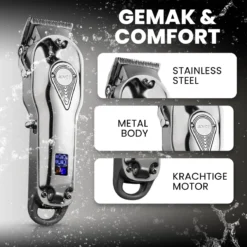 Alternative view of Professionele Tondeuse - Tondeuse Mannen - Draadloze Tondeuse - Tondeuse Hoofdhaar - Haartrimmer - Tondeuses - Zilver - Trimmer Mannen - Complete Set