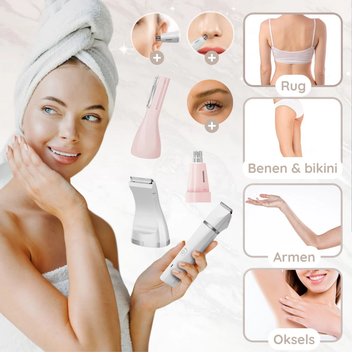 4-in-1 Bikinitrimmer Gezicht - Oksels - Benen - Bikinilijn - Wenkbrauw Trimmer - Neustrimmer - Intieme Zone - Ladyshaves Bikini - Haarverwijderaar Dames - Trimmer Vrouw Schaamhaar 8 4-in-1 Bikinitrimmer Gezicht - Oksels - Benen - Bikinilijn - Wenkbrauw Trimmer - Neustrimmer - Intieme Zone - Ladyshaves Bikini - Haarverwijderaar Dames - Trimmer Vrouw Schaamhaar - Afbeelding 8