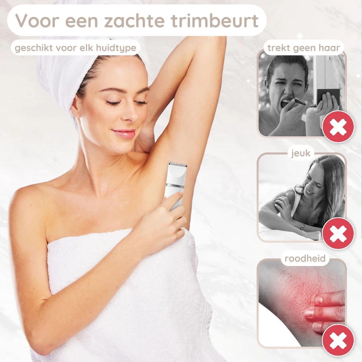 4-in-1 Bikinitrimmer Gezicht - Oksels - Benen - Bikinilijn - Wenkbrauw Trimmer - Neustrimmer - Intieme Zone - Ladyshaves Bikini - Haarverwijderaar Dames - Trimmer Vrouw Schaamhaar 14 4-in-1 Bikinitrimmer Gezicht - Oksels - Benen - Bikinilijn - Wenkbrauw Trimmer - Neustrimmer - Intieme Zone - Ladyshaves Bikini - Haarverwijderaar Dames - Trimmer Vrouw Schaamhaar - Afbeelding 14