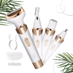 4 In 1 Multifuntioneel Beautyapparaat – Elektrische Wenkbrauw Trimmer – Haarverwijderaar Vrouw - Ladyshave – Gezicht, Oksels, Benen, Bikinilijn – Ontharingsapparaat – Neustrimmer – USB Oplaadbaar – Scheerapparaat