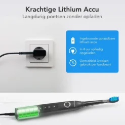 LifeGoods Elektrische Tandenborstel - Oplaadbaar - Veilig Voor Douche - 4 Opzetborstels - Zwart -Oral B Shop 1200x1200 335