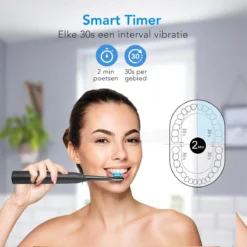 LifeGoods Elektrische Tandenborstel - Oplaadbaar - Veilig Voor Douche - 4 Opzetborstels - Zwart -Oral B Shop 1200x1200 337