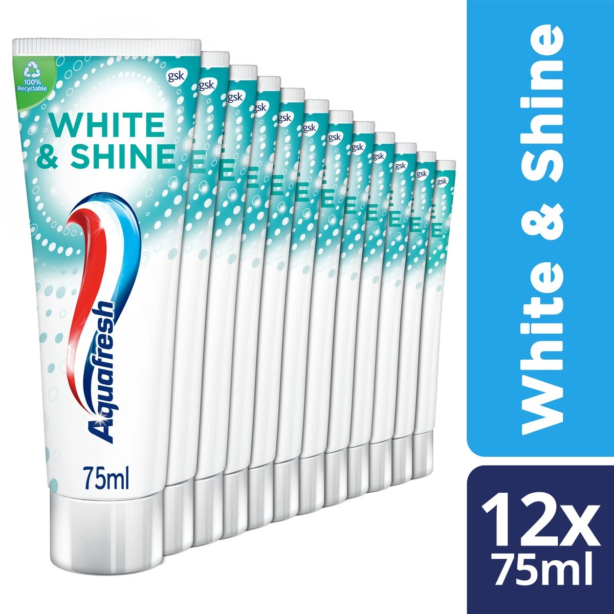 Aquafresh White & Shine - Tandpasta - Voordeelverpakking - 12x75 Ml 1 Aquafresh White & Shine - Tandpasta - Voordeelverpakking - 12x75 Ml
