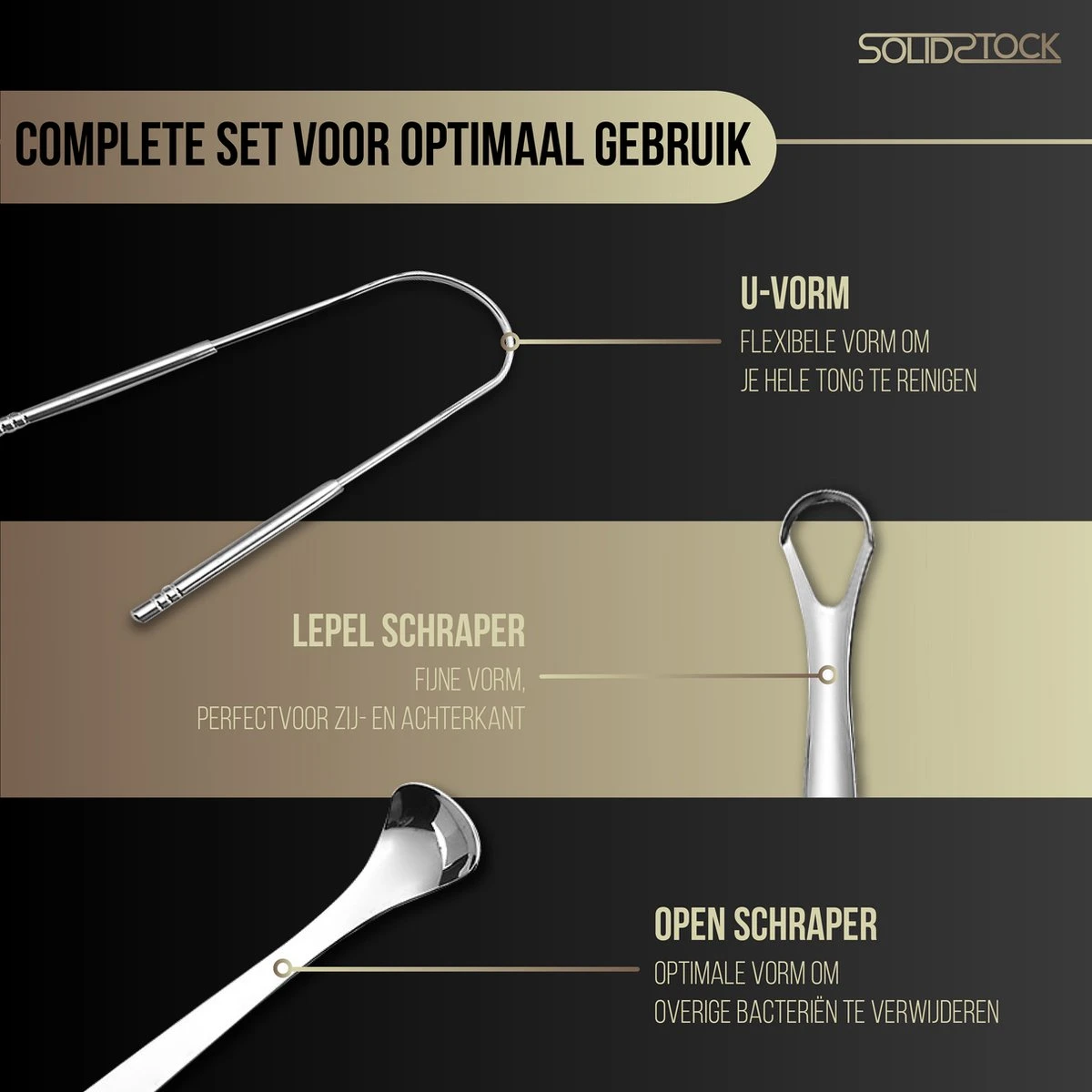 SolidStock Professionele Tongschraper Voor Mondverzorging - 4 Delige Tongreiniger - Ayurveda - RVS 4 SolidStock Professionele Tongschraper Voor Mondverzorging - 4 Delige Tongreiniger - Ayurveda - RVS - Afbeelding 4