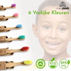 Alternative view of 4+2 Bamboe Tandenborstel Voor Kinderen - Emoji - Bamboo Kids Toothbrush - Zero Waste - Vegan