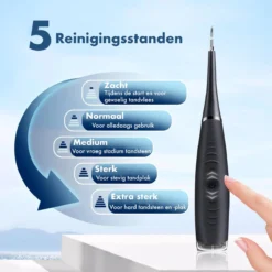 Alternative view of DynaBright Elektrische Tandsteen Verwijderaar - 5 Standen - 5 Delig - Incl. Professionele Tandarts Set - Tandplak - Zwart - Tong Schraper - USB - Tand Verzorging