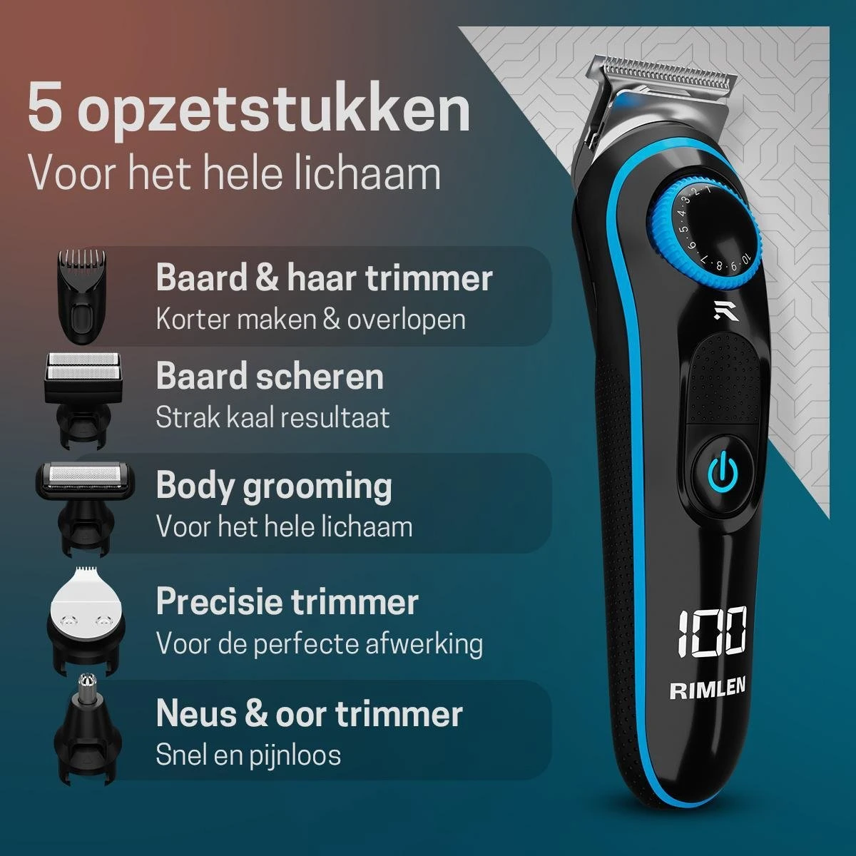 5 In 1 Baardtrimmer Voor Mannen - Trimmer Voor Baard En Lichaam - Neus En Oor -Bodygroomer - 0.5-10MM 4 5 In 1 Baardtrimmer Voor Mannen - Trimmer Voor Baard En Lichaam - Neus En Oor -Bodygroomer - 0.5-10MM - Afbeelding 4
