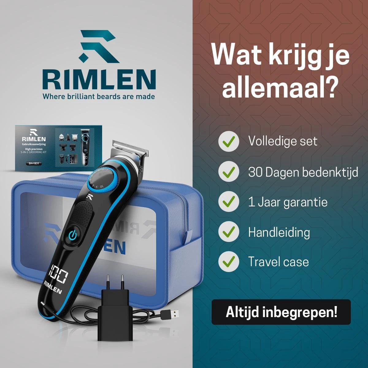 5 In 1 Baardtrimmer Voor Mannen - Trimmer Voor Baard En Lichaam - Neus En Oor -Bodygroomer - 0.5-10MM 9 5 In 1 Baardtrimmer Voor Mannen - Trimmer Voor Baard En Lichaam - Neus En Oor -Bodygroomer - 0.5-10MM - Afbeelding 9