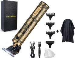 Luxe Professionele Goude Trimmerset Inclusief Kapmantel - Trimmer Voor Mannen - Baardtrimmer - Scheerapparaat - 1500mAh - Inclusief Opzetstukken 1mm - 2mm - 3mm