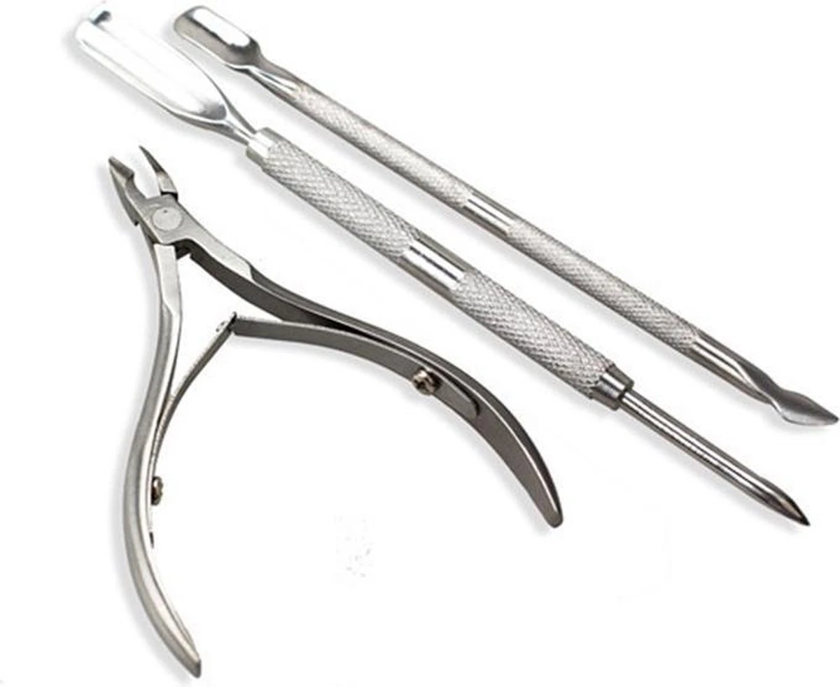 3In1 Metalen Nagel Riem Knipper - Cuticle Pusher Duwer Verwijderaar Trimmer Mesje - Nagel Bokkenpoot - Verzorging Set 1 3In1 Metalen Nagel Riem Knipper - Cuticle Pusher Duwer Verwijderaar Trimmer Mesje - Nagel Bokkenpoot - Verzorging Set
