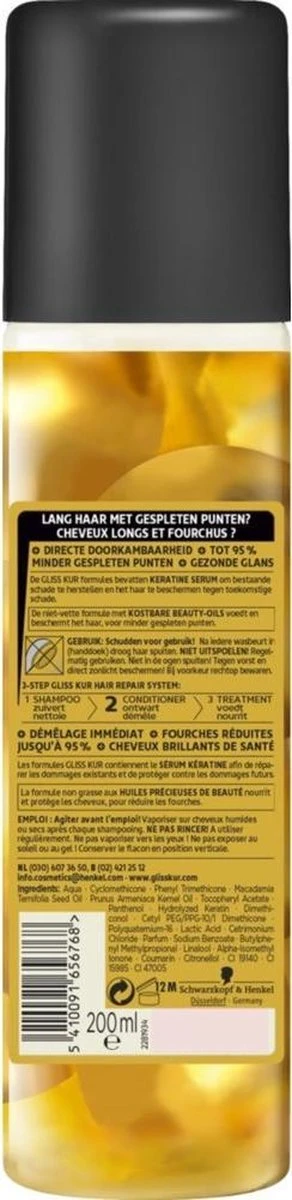 Gliss Kur Oil Nutritive Anti-Klit Spray 6x 200 Ml - Grootverpakking 6 Gliss Kur Oil Nutritive Anti-Klit Spray 6x 200 Ml - Grootverpakking - Afbeelding 6