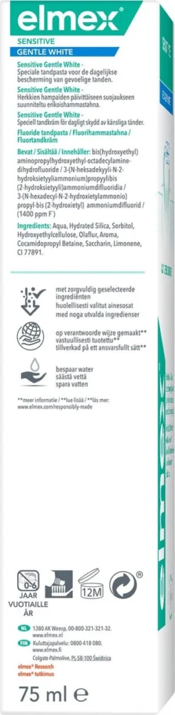 Alternative view of Elmex Sensitive Whitening Tandpasta 4 X 75ml - Voor Gevoelige Tanden - Voordeelverpakking