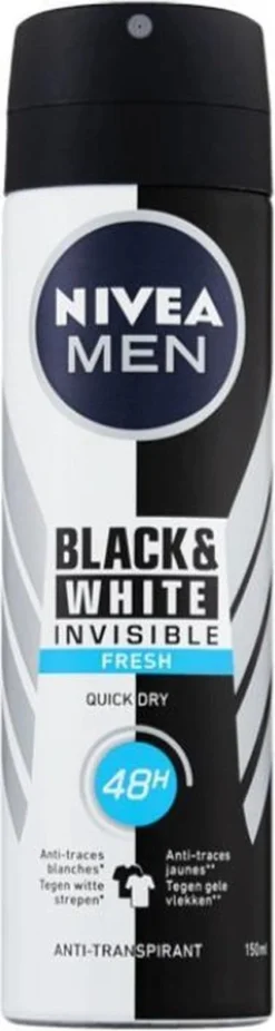 Alternative view of NIVEA MEN Invisible For Black & White Fresh - 6 X 150ml - Voordeelverpakking - Deodorant Spray