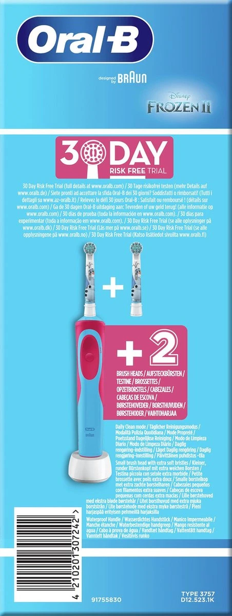 Oral B Oral-B Vitality Frozen - Elektrische Tandenborstel Voor Kinderen - 1 Handvat En 2 Opzetborstels 8 Oral B Oral-B Vitality Frozen - Elektrische Tandenborstel Voor Kinderen - 1 Handvat En 2 Opzetborstels - Afbeelding 8