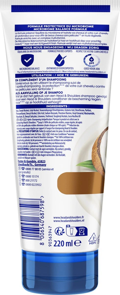 Head & Shoulders Intense Hydration - Anti-roos - Conditioner - Verhoogde Anti-roos Bescherming - 6 X 220ml 8 Head & Shoulders Intense Hydration - Anti-roos - Conditioner - Verhoogde Anti-roos Bescherming - 6 X 220ml - Afbeelding 8
