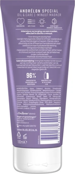 Alternative view of Andrélon Oil & Care Haarmasker – 1 Minuut WOW Masker - 6 X 180 Ml – Voordeelverpakking