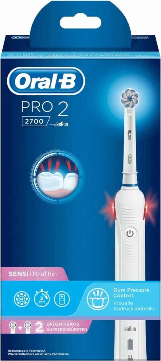 Oral B Oral-B Pro 2 2700 - Sensi Ultra Thin - Elektrische Tandenborstel - Wit 13 Oral B Oral-B Pro 2 2700 - Sensi Ultra Thin - Elektrische Tandenborstel - Wit - Afbeelding 13