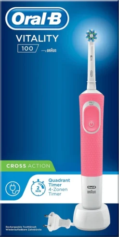 Oral B Oral-B Vitality 100 Roze CrossAction - Elektrische Tandenborstel - Powered By Braun -Oral B Shop 605x1200