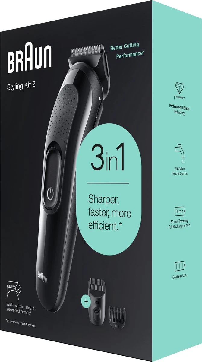 Braun Multigroomer 3 SK2300, 3-in-1 Baardtrimmer Voor Mannen, Haartrimmer, Voor Gezicht, Haar 4 Braun Multigroomer 3 SK2300, 3-in-1 Baardtrimmer Voor Mannen, Haartrimmer, Voor Gezicht, Haar - Afbeelding 4